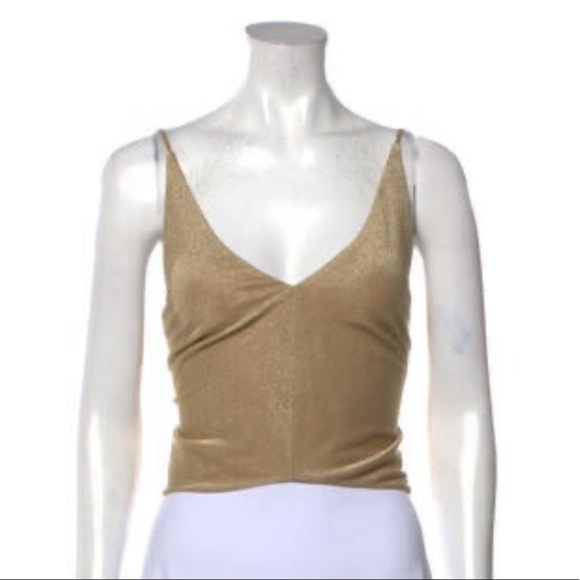 NWT Cult gaia alia camisole cropped tank top shiny gold - Picture 4 of 14